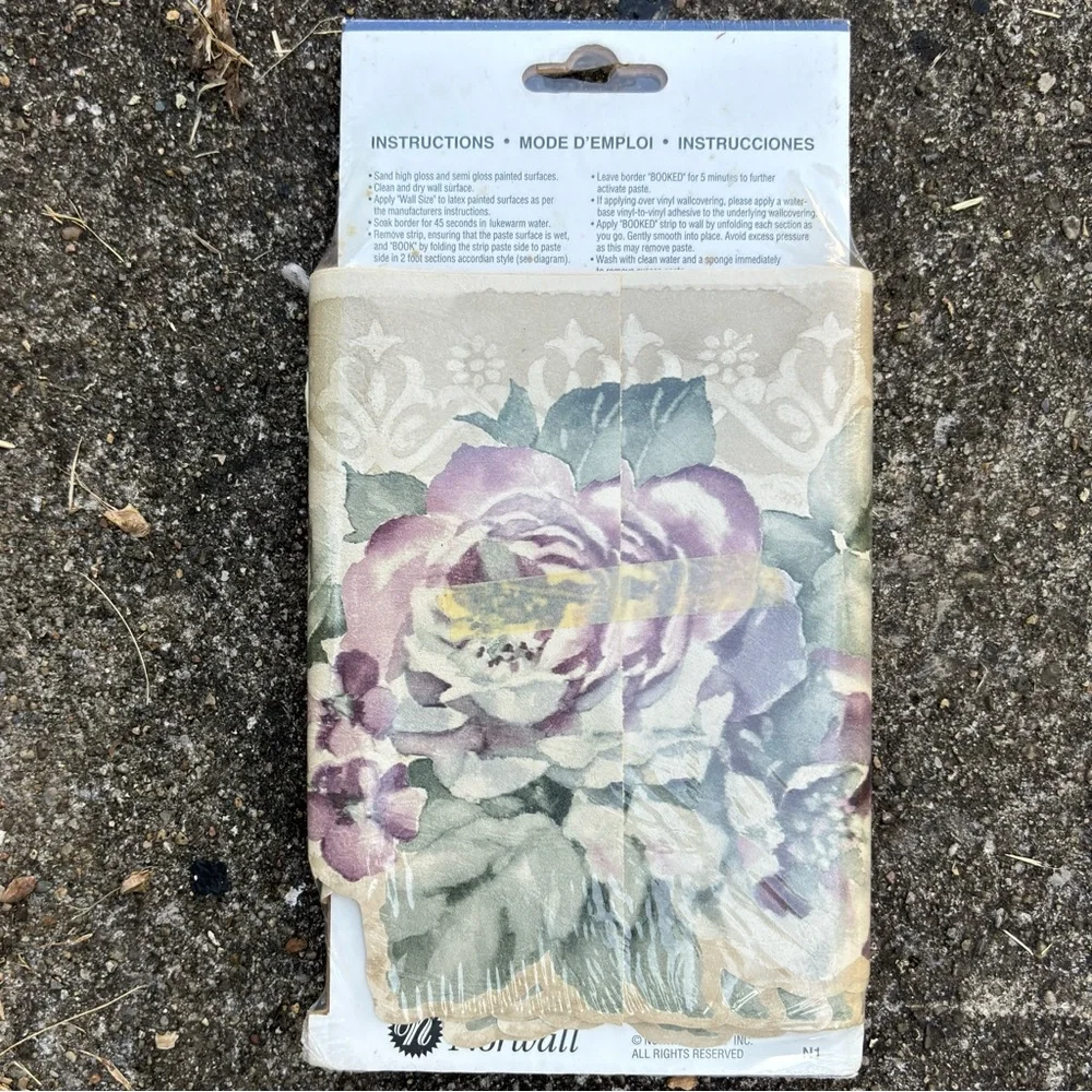 Norwall Floral Wallpaper Border Floral LavenderRose pattern. 1 Pkg. 5 yds. NIP